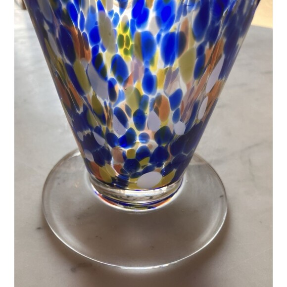 1 Source Hand Blown Art Glass Confetti Vase Drinkware Ice Cream Dish EUC - Picture 7 of 8